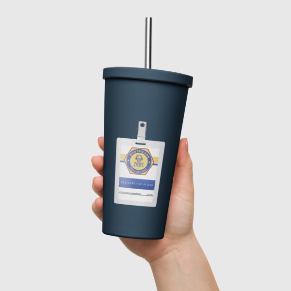 Boneheads Badge Insulated tumbler with a straw